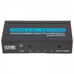 Bộ chuyển đổi HDMI 3x1 V2.0 Hỗ trợ 3D Ultra HD 4Kx2K @ 60Hz HDCP2.2
