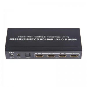 Bộ chuyển đổi và trích xuất âm thanh V2.0 HDMI 4x1 Hỗ trợ ARC Ultra HD 4Kx2K @ 60Hz HDCP2.2 18Gbps