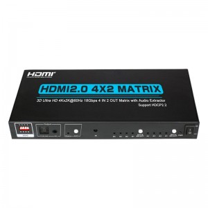 V2.0 HDMI 4x2 Matrix Hỗ trợ Ultra HD 4Kx2K @ 60Hz HDCP2.2 18Gbps với Bộ trích xuất âm thanh