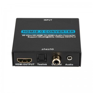 V2.0 Bộ trích xuất âm thanh HDMI sang HDMI + Bộ chuyển đổi âm thanh Hỗ trợ 3D Ultra HD 4Kx2K @ 60Hz HDCP 2.2 18Gbps
